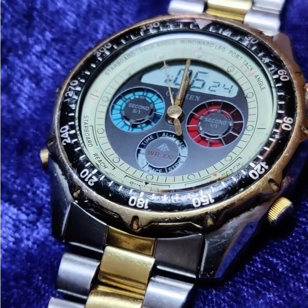Citizen Vintage Yatchmaster Ana-Digital Mens Watch 2 Tone